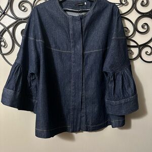 Dark Indigo Denim Bell Sleeve Jacket